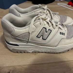 New Balance 550 Cream and Gray Sneakers